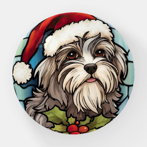 Havanese Stained Glass Christmas  Paperweight