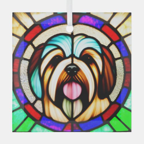 Havanese Stained Glass  Glass Ornament