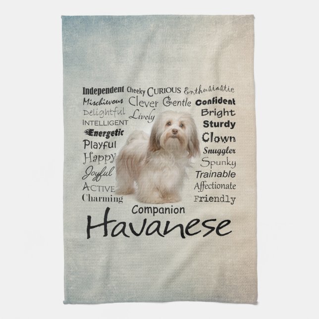 Havanese Traits Kitchen Towel (Vertical)