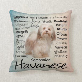 Havanese Traits Pillow by ForLoveofDogs at Zazzle