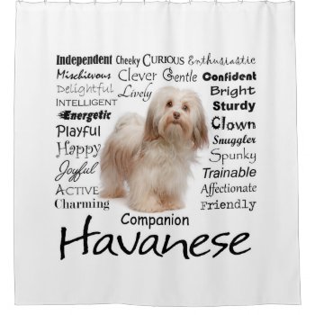 Havanese Traits Shower Curtain by ForLoveofDogs at Zazzle