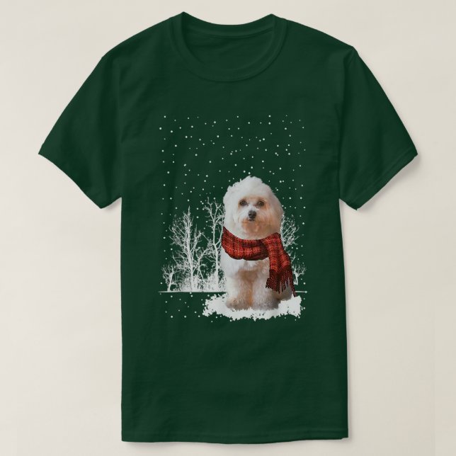 Havanese Winter Scarf  Dogs Tree Forest Snow Chris T-Shirt (Design Front)
