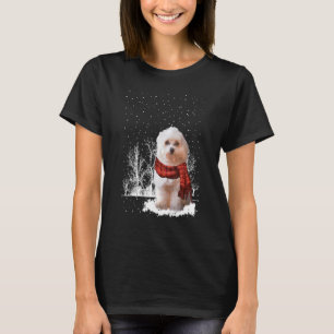 Havanese Winter Scarf Dogs Tree Forest Snow Chris T-Shirt
