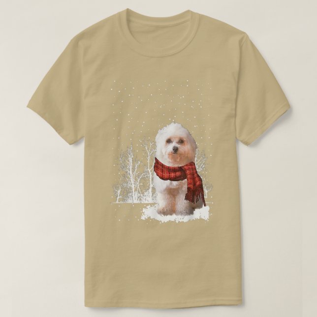 Havanese Winter Scarf  Dogs Tree Forest Snow Chris T-Shirt (Design Front)