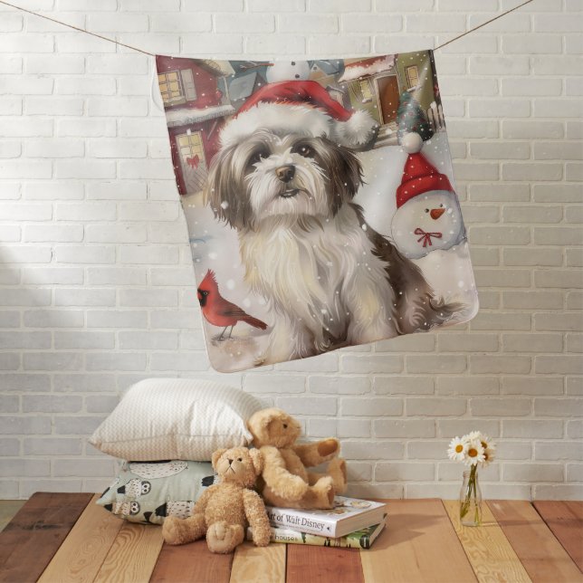 Havanese Winter Wonderland Christmas Joy Baby Blanket (In Situ)