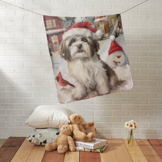 Havanese Winter Wonderland Christmas Joy Baby Blanket (In Situ)