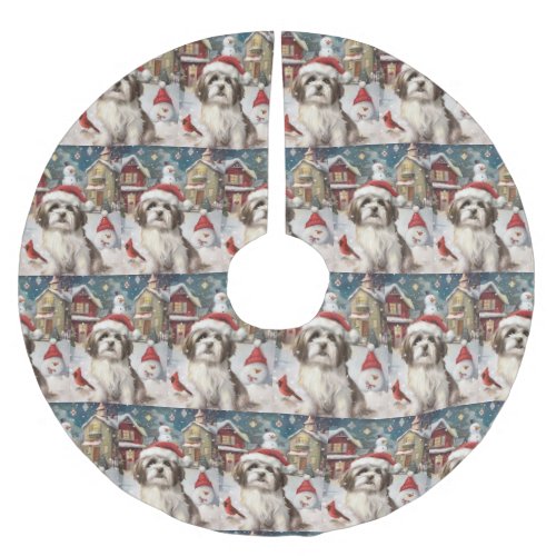 Havanese Winter Wonderland Christmas Joy Brushed Polyester Tree Skirt