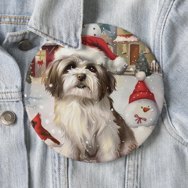 Havanese Winter Wonderland Christmas Joy Button (In Situ)