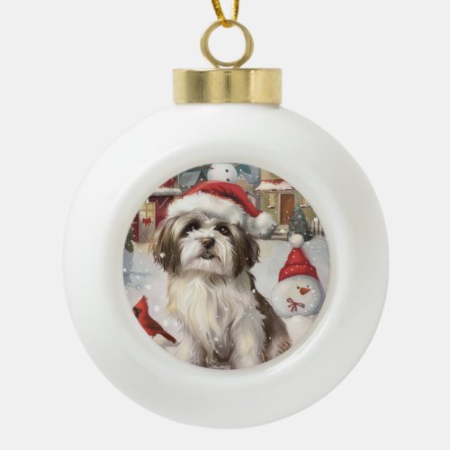 Havanese Winter Wonderland Christmas Joy Ceramic Ball Christmas Ornament