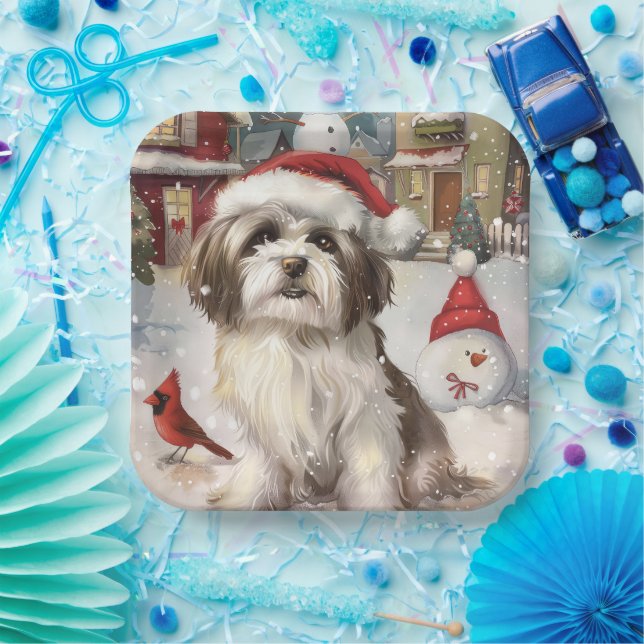 Havanese Winter Wonderland Christmas Joy Paper Plates (Party)