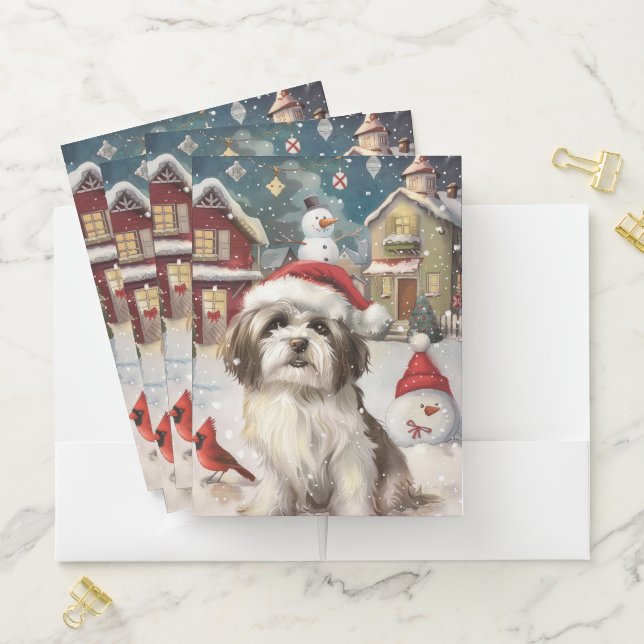 Havanese Winter Wonderland Christmas Joy Pocket Folder (In Situ)