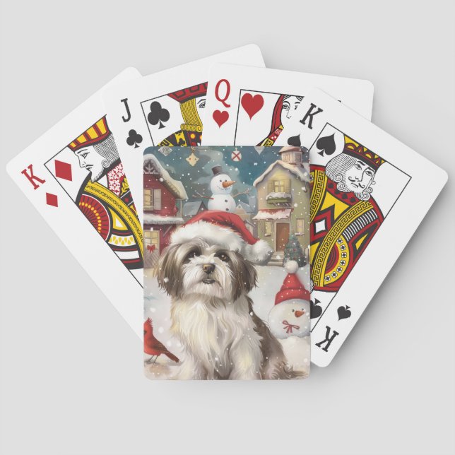 Havanese Winter Wonderland Christmas Joy Poker Cards (Back)