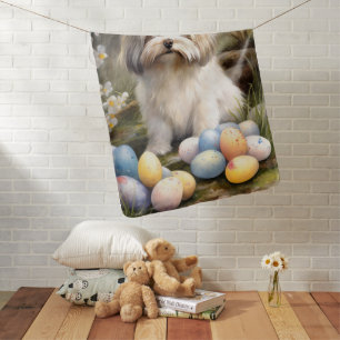 Havanese with Easter Eggs Baby Blanket