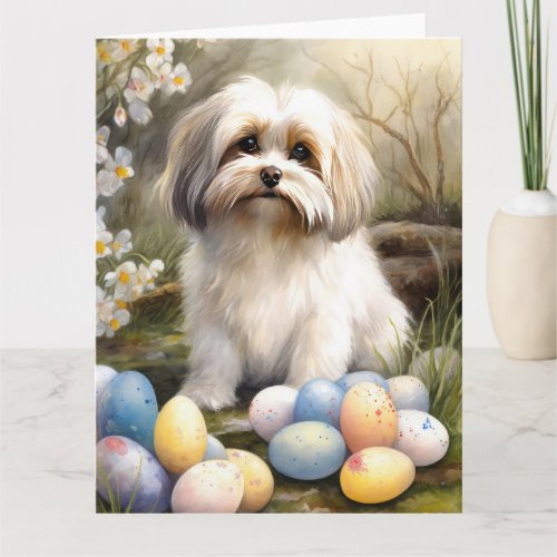 Havanese with Easter Eggs Card