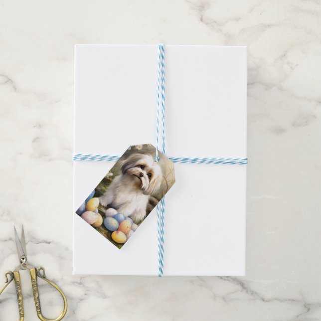 Havanese with Easter Eggs Gift Tags (With Twine)