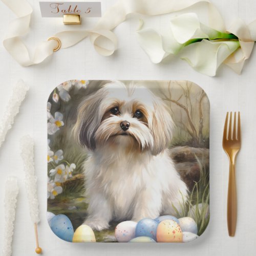 Havanese with Easter Eggs Paper Plates