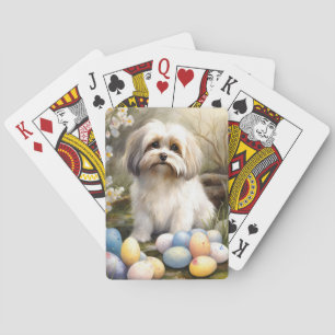 Havanese with Easter Eggs Poker Cards