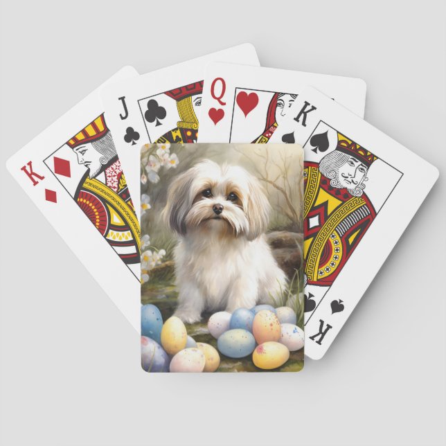 Havanese with Easter Eggs Poker Cards (Back)