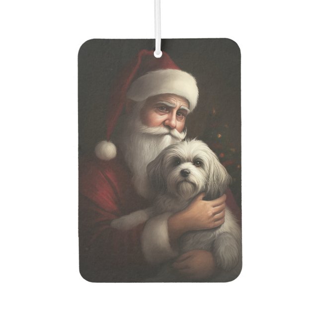 Havanese With Santa Claus Festive Christmas Air Freshener (Front)