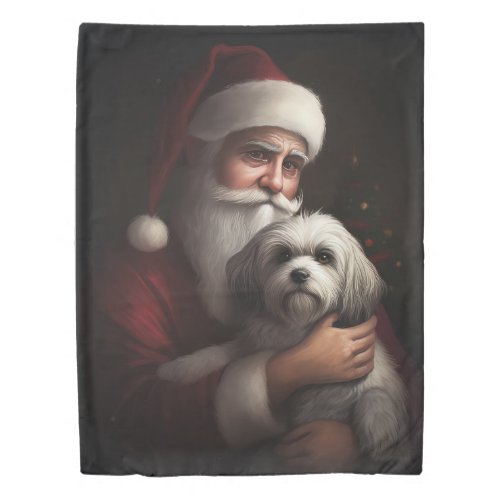 Havanese With Santa Claus Festive Christmas Duvet Cover