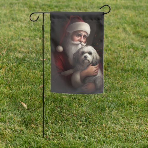 Havanese With Santa Claus Festive Christmas Garden Flag