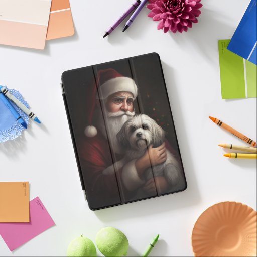 Havanese With Santa Claus Festive Christmas iPad Air Cover