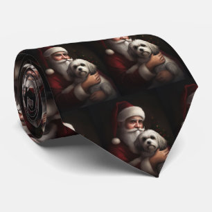 Havanese With Santa Claus Festive Christmas Neck Tie