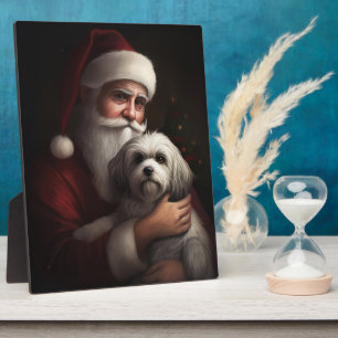 Havanese With Santa Claus Festive Christmas Plaque
