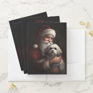 Havanese With Santa Claus Festive Christmas Pocket Folder
