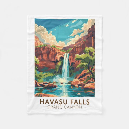 Havasu Falls Grand Canyon Travel Art Vintage Fleece Blanket