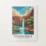 Havasu Falls Grand Canyon Travel Art Vintage Jigsaw Puzzle<br><div class="desc">Havasu Falls in a vector art style. Havasu Falls is a waterfall of Havasu Creek,  located in the Grand Canyon,  Arizona.</div>