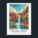 Havasu Falls Grand Canyon Travel Art Vintage Postcard<br><div class="desc">Havasu Falls in a vector art style. Havasu Falls is a waterfall of Havasu Creek,  located in the Grand Canyon,  Arizona.</div>