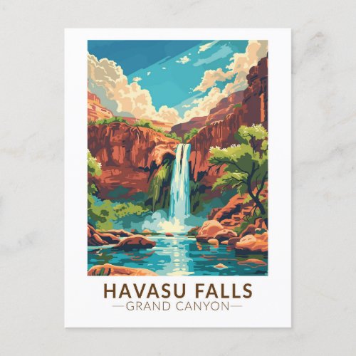 Havasu Falls Grand Canyon Travel Art Vintage Postcard