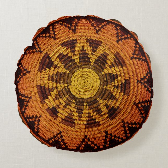 Havasupai Indian Basket Round Pillow (Front)