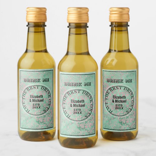 Have 1st Drink On Us _ DRINK ME Mint Wedding Favor Wine Label