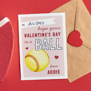 "Have a Ball" Softball Valentine's Day Card