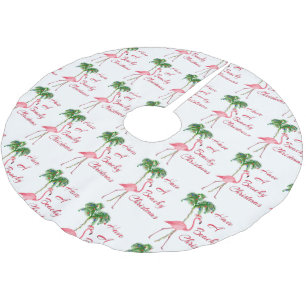 Have A Beachy Christmas Flamingo Brushed Polyester Tree Skirt
