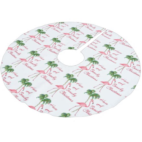 Have A Beachy Christmas Flamingo Brushed Polyester Tree Skirt