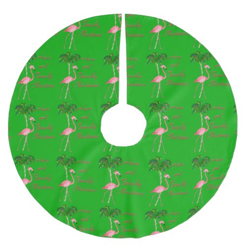 Have A Beachy Christmas Flamingo Brushed Polyester Tree Skirt