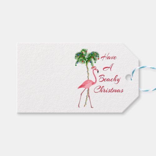 Have A Beachy Christmas Flamingo Gift Tags