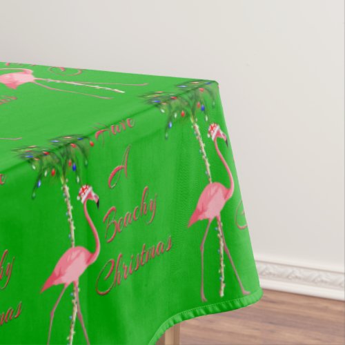 Have A Beachy Christmas Flamingo Tablecloth