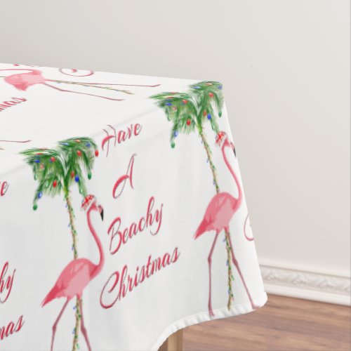 Have A Beachy Christmas Flamingo Tablecloth