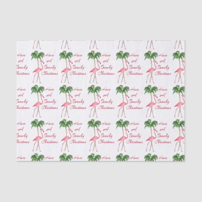 Have A Beachy Christmas Flamingo Tissue Paper (Front)