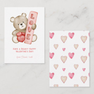 Have a Bear-Y Happy Valentine School Kids Note Card