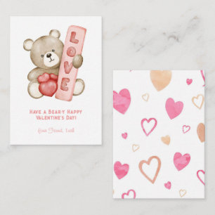 Have a Bear-Y Happy Valentine School Kids Note Card