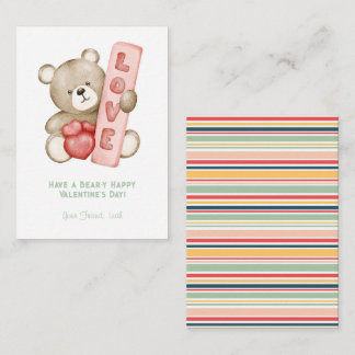 Have a Bear-Y Happy Valentine School Kids Note Card
