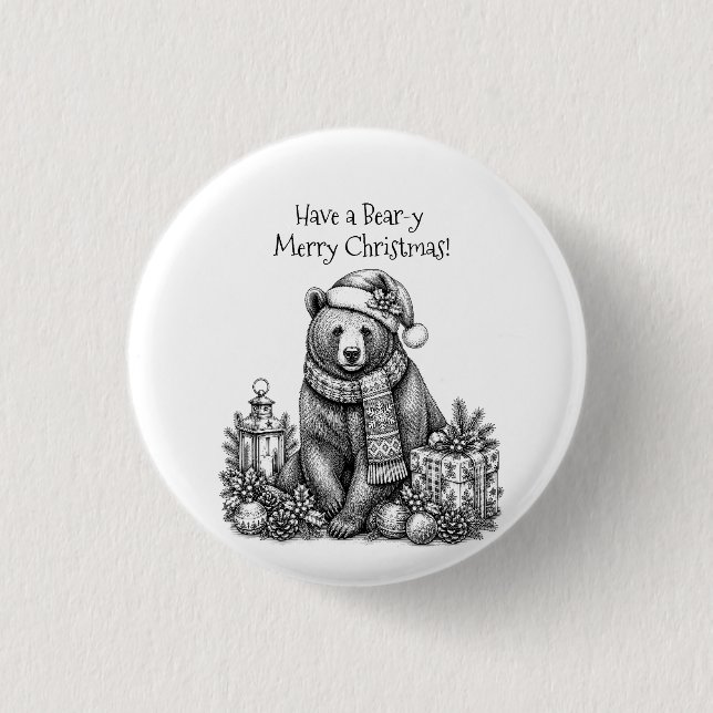 Have a Bear-y Merry Christmas Button (Front)