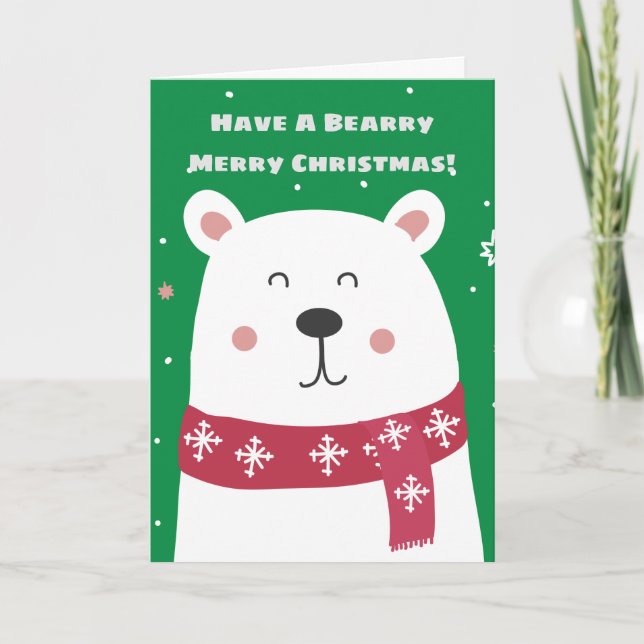 Have A Bearry Merry Christmas! Bear Christmas Card (Front)