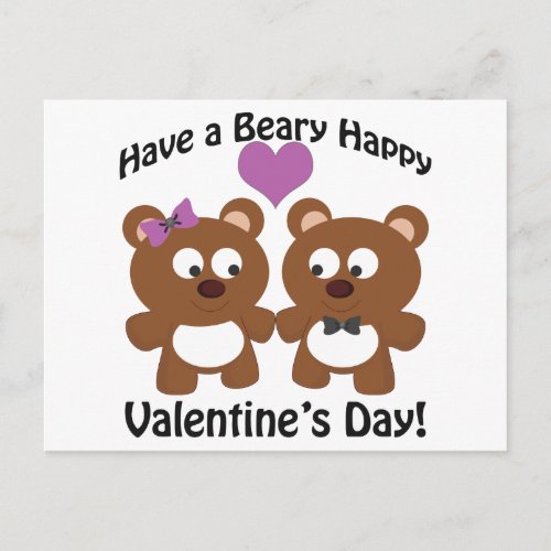 Have a Beary Happy Valentines Day Holiday Postcard