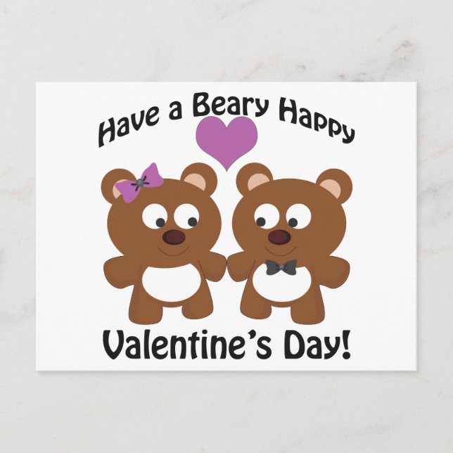 Have a Beary Happy Valentine's Day! Holiday Postcard (Front)